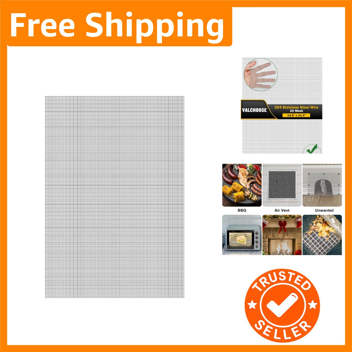 Sturdy 304 Stainless Steel Mesh 14.6″ x 11.4″ – Never Rust, Perfect for Outdoors