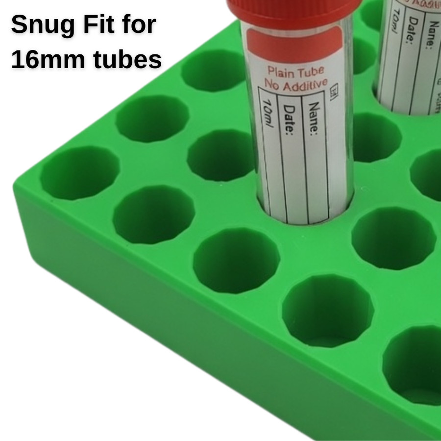 Blood Collection Tube Holder 2 Pack Green 16mm 10ml Phlebotomy Lab Rack USA Made
