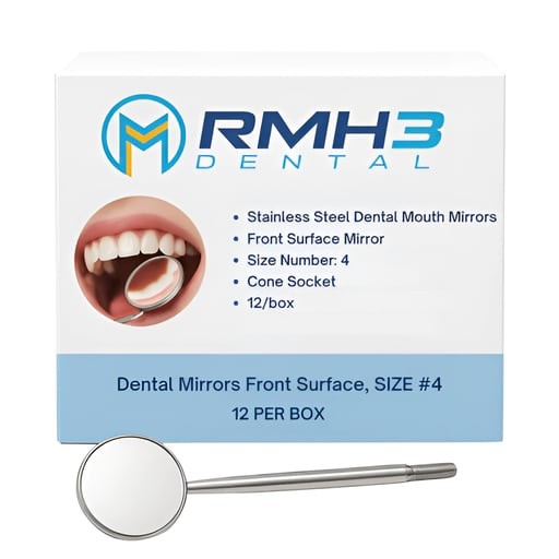 RMH3 Dental Front Surface Mouth Mirrors, Size #4, 12/Pk