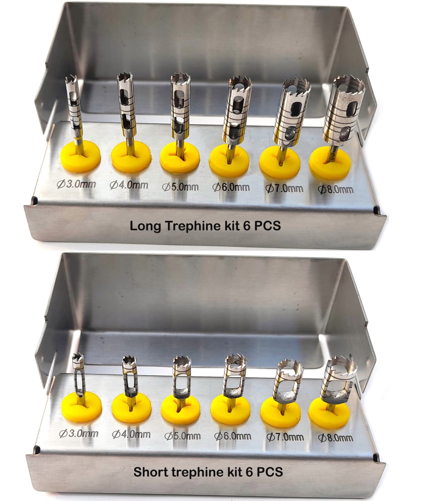 Dental Long & Short Trephine Drills Bur Kit 6 Pcs 2 kits