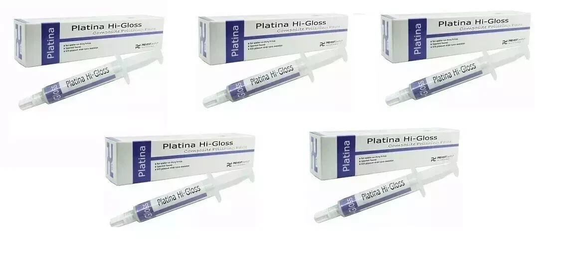 5 x Dental PLATINA HI GLOSS Composite Polishing Paste for restorations 4gm Pack