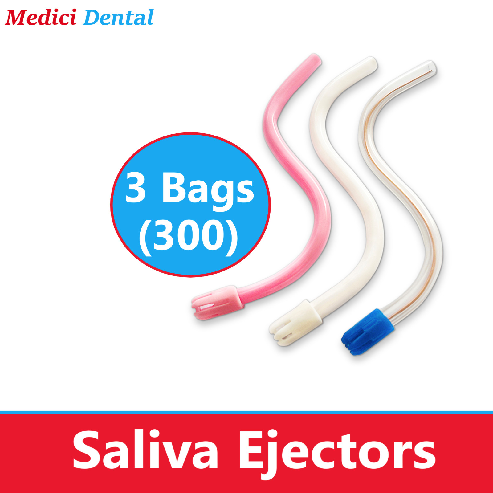 300 (3 Bags) White Dental Saliva Ejectors Ejector Disposable Suction Tips