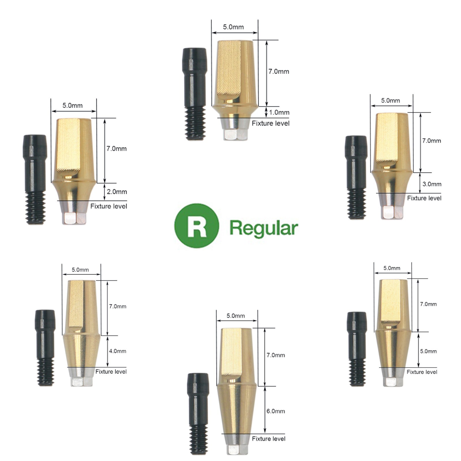 US Hex Mini/Regular Straight Transfer Abutment Compatible with Osstem Hiossen