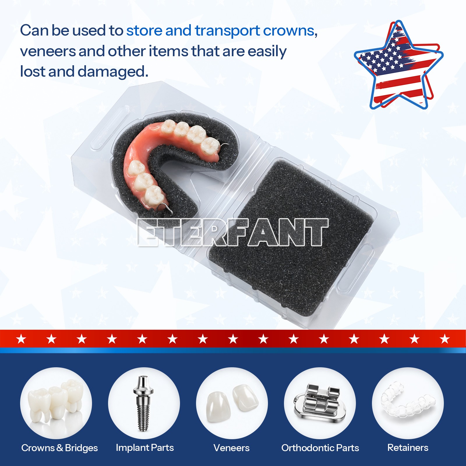 300Pcs Denture Transport Box Teeth Crown Veneer Storage Case for Dental Lab US