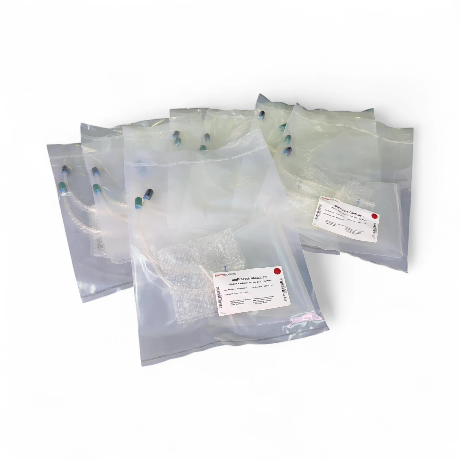 Lot of 8x Thermo Sci Labtainer 1L 2-Port BioProcess Container (BPC) w Luer (BO!)