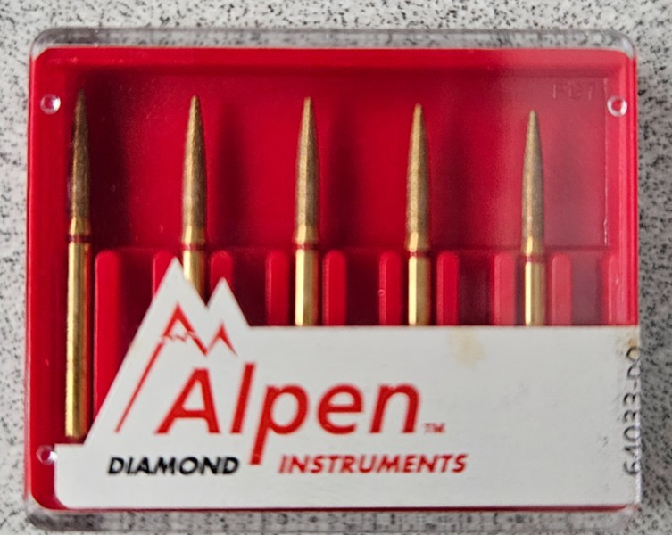 Alpen Instruments #R862F014FG Fine Grit Flame Shaped DIAMOND 1 Pk /5 Burs