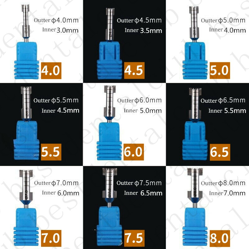 Dental Cutting Trephine Drill Sharp Burr Planting Drills Harvest ITI NOB