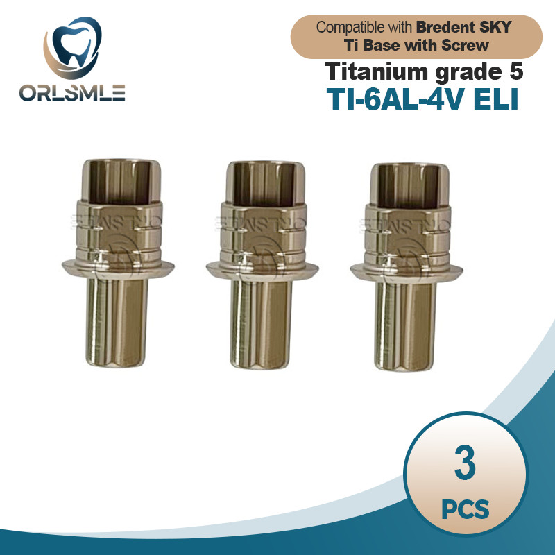 3 pcs ti-base Abutment CAD/CAM titanium base fits to Bredent sky