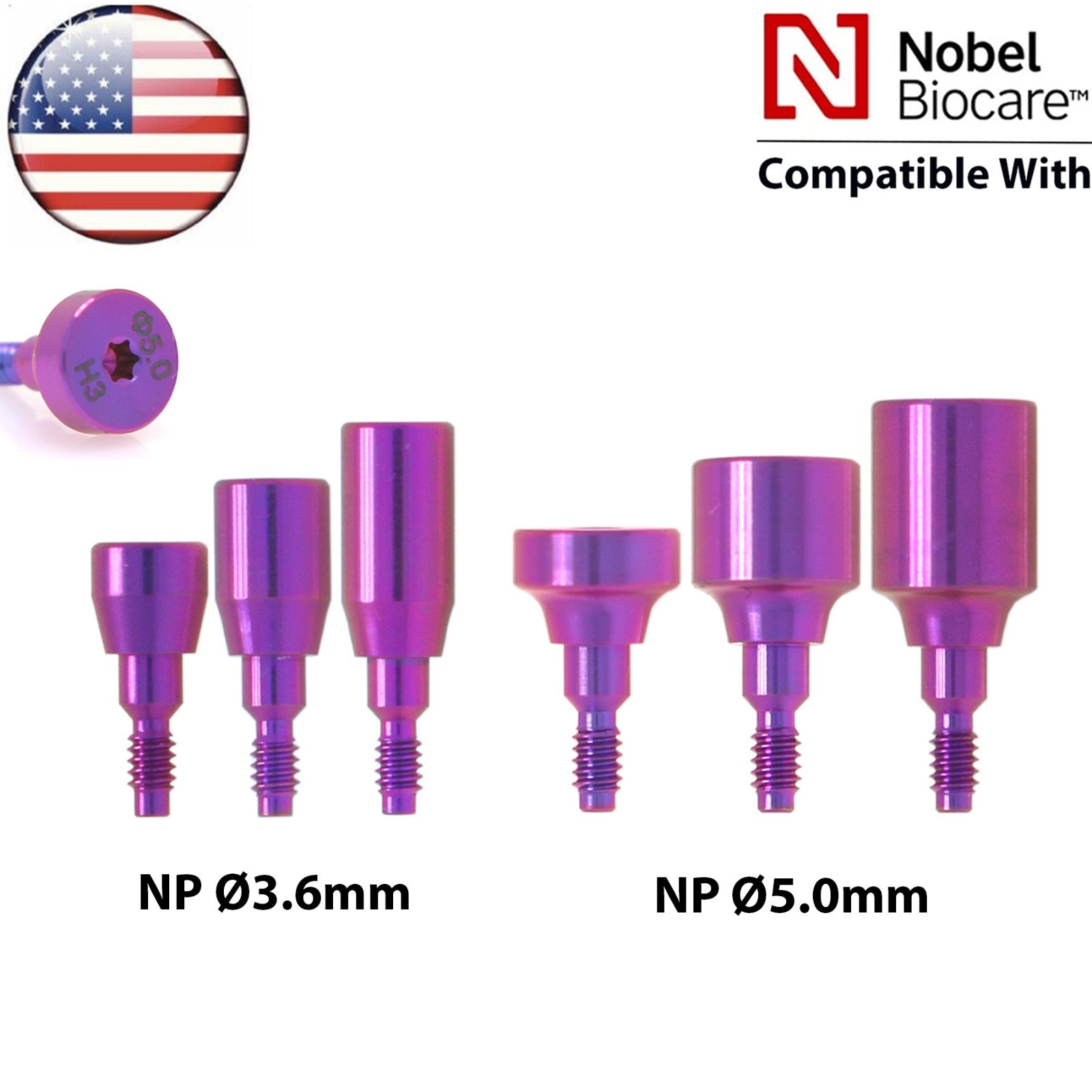 US NOB Dental Healing Abutment Caps NP Fit Nobel Biocare Active ∅3.6 ∅5.0