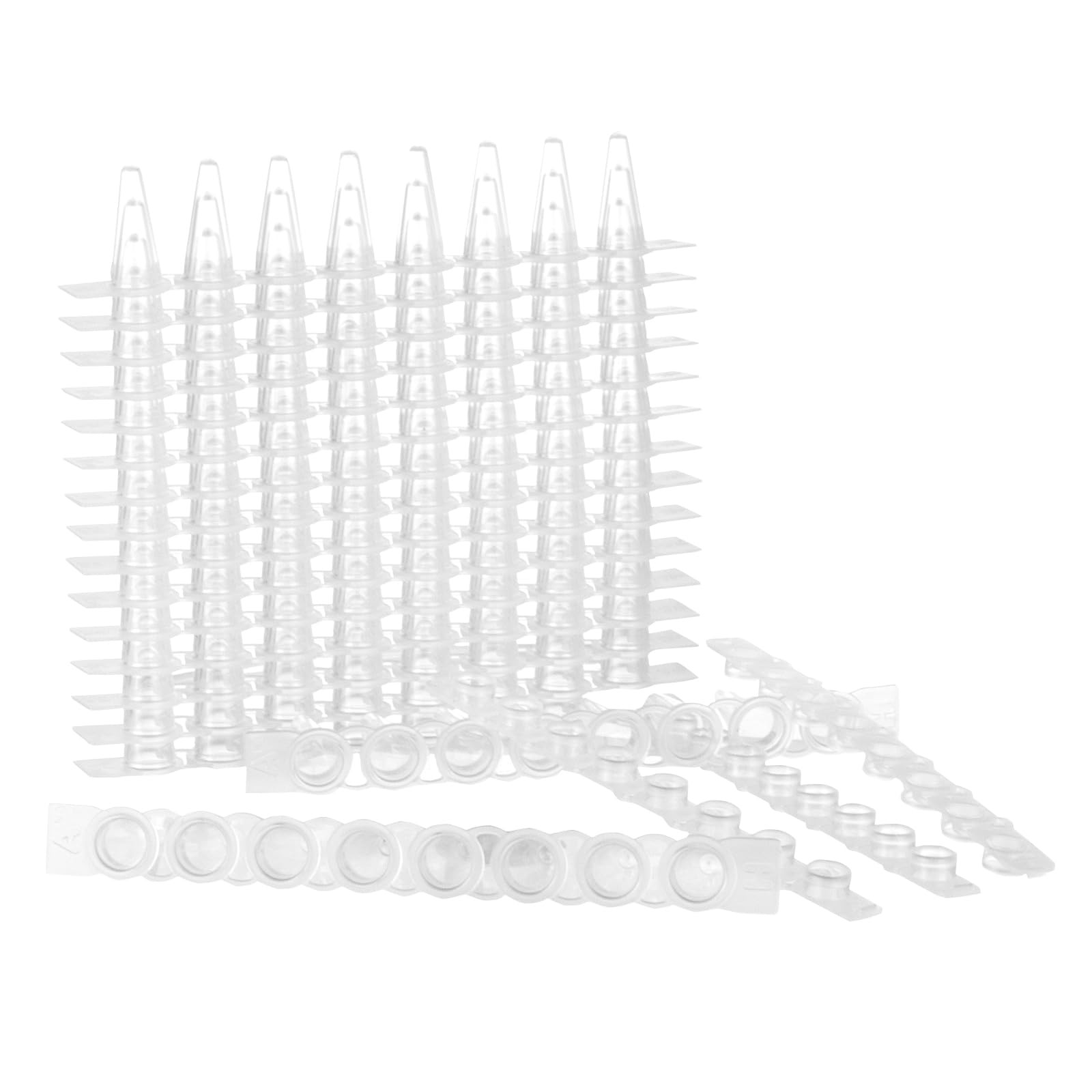 0.1ml 8-Strip PCR Tubes Clear Thin Wall Flat Caps DNase/RNase Free 125 Strips