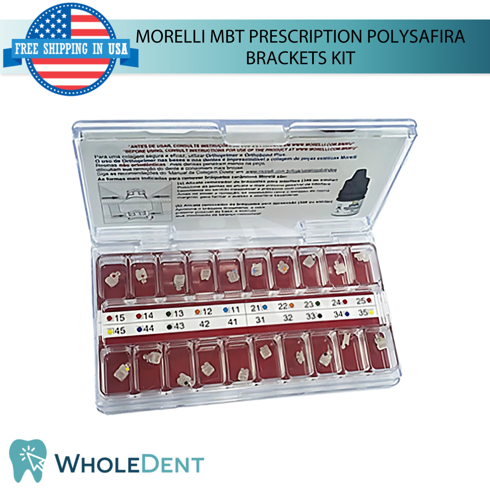 Orthodontic Dental MBT Prescription PolySafira Ceramic Brackets Kit 20pcs Lab