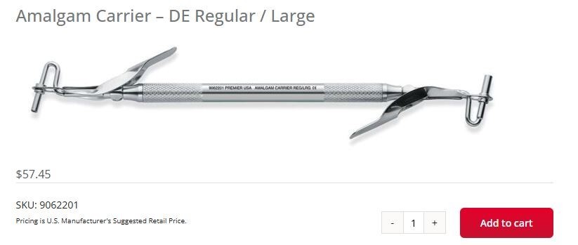 PREMIER Regular/Large Double End Metal Amalgam Carrier, 2.00mm & 2.75 mm