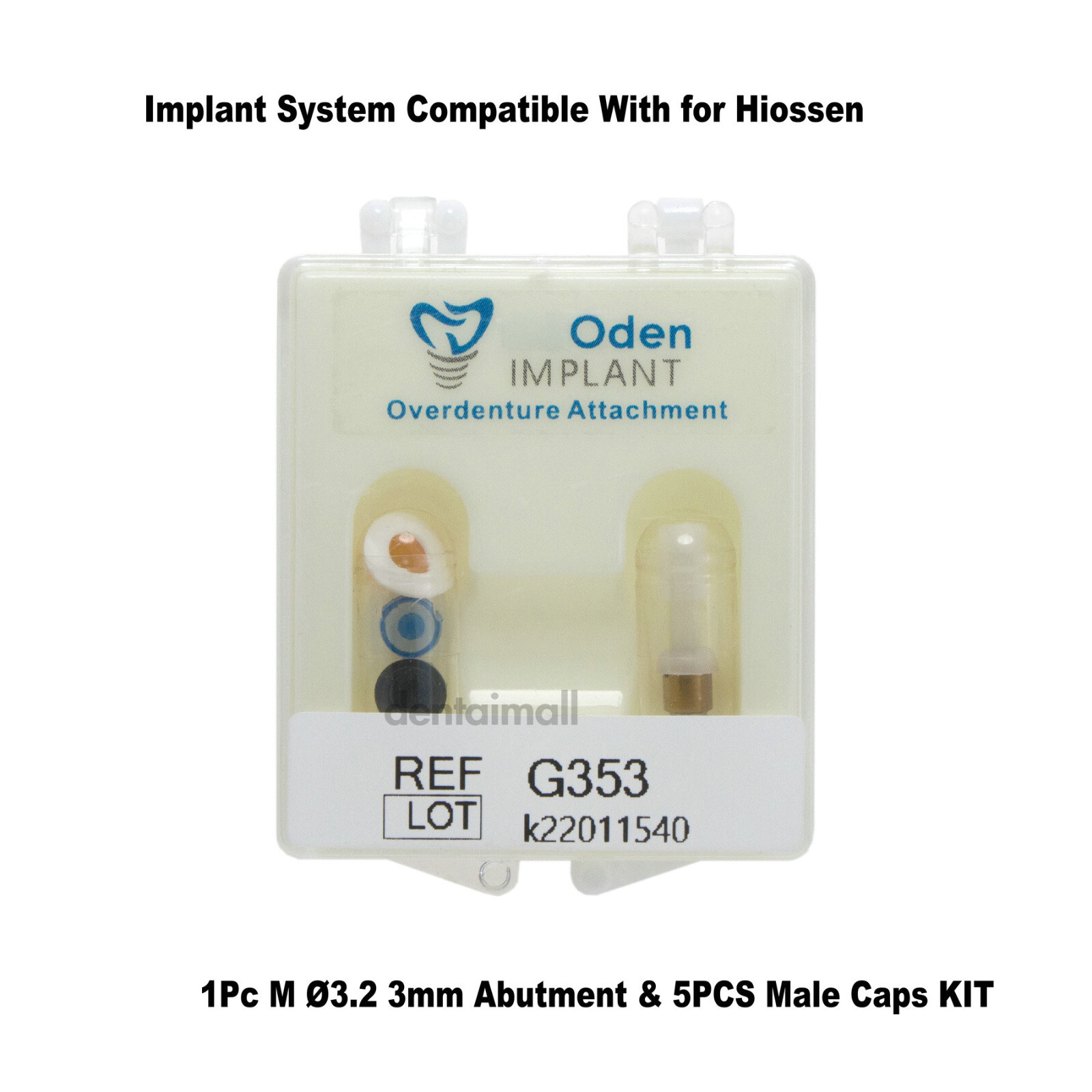 Dental 1Pc Mini Ø3.2 3/4/5mm Abutment & 5PCS Male Caps Kits for Hiossen Osstem