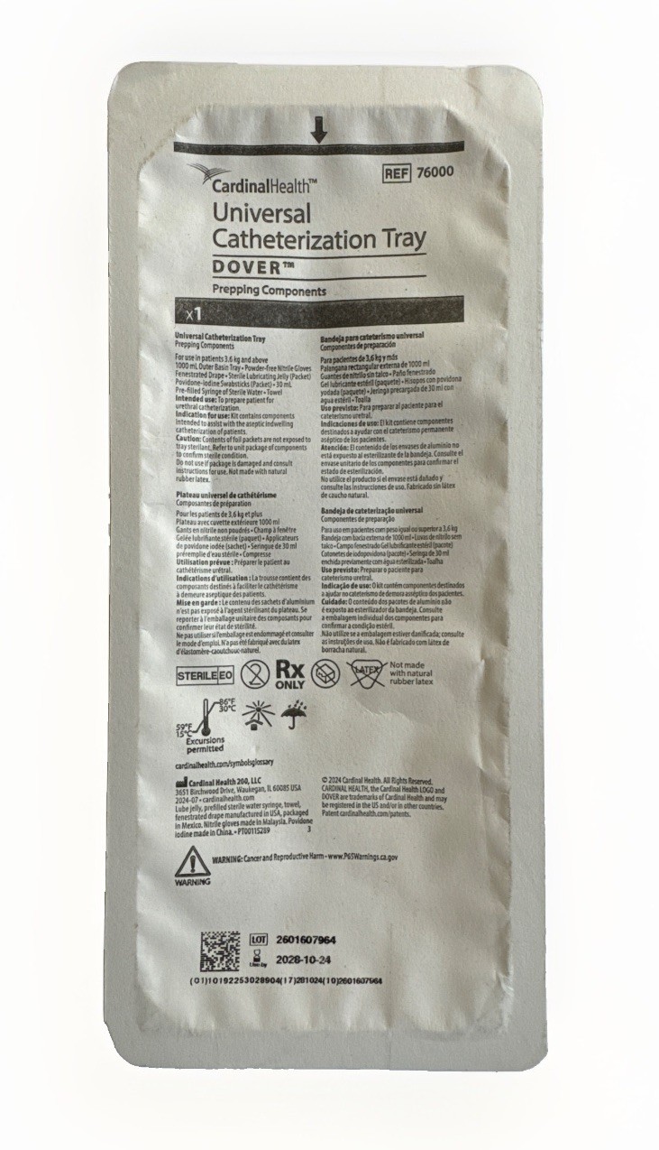 Cardinal Health Dover Universal Catheterization Tray #76000, Lot Of 6 Sealed.