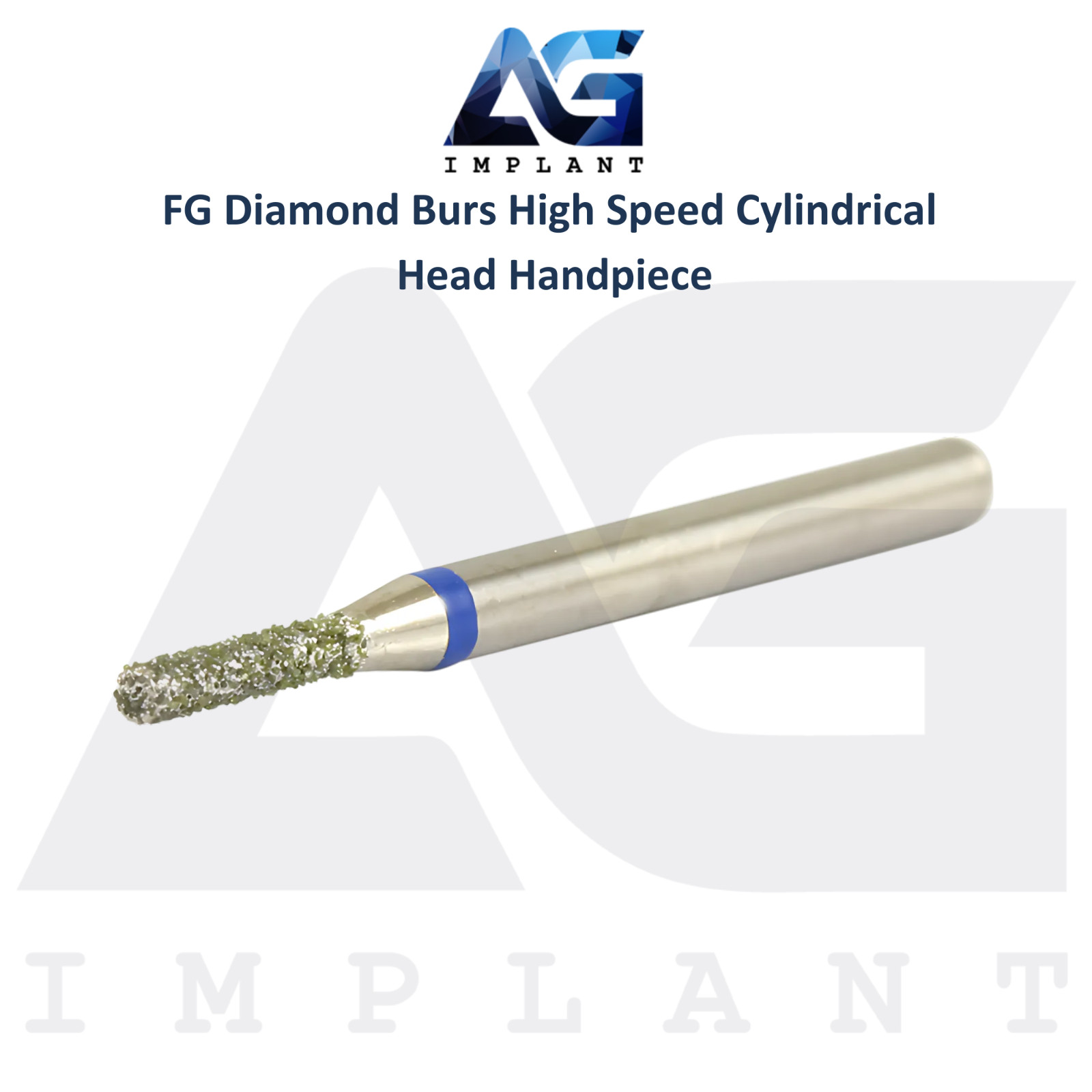 Dental FG Diamond 10 Burs High Speed Cylindrical Head Handpiece Stainless Steel