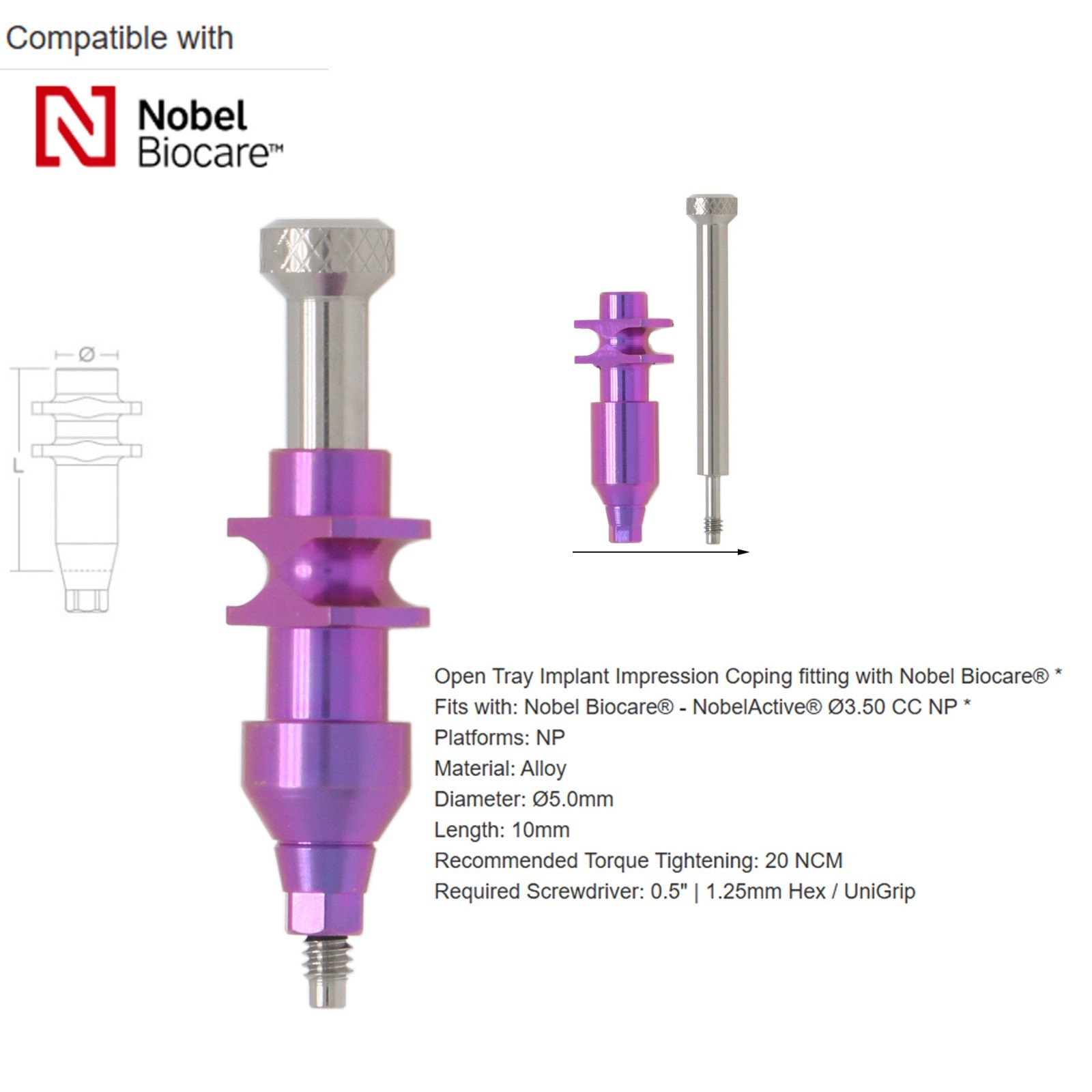 Nobel Biocare Dental impression coping Open Closed tray For NP/RP Conical Conn