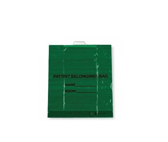 MediChoice Patient Belongings Bags Green With Drawstring 20”x 20”, 50 bags