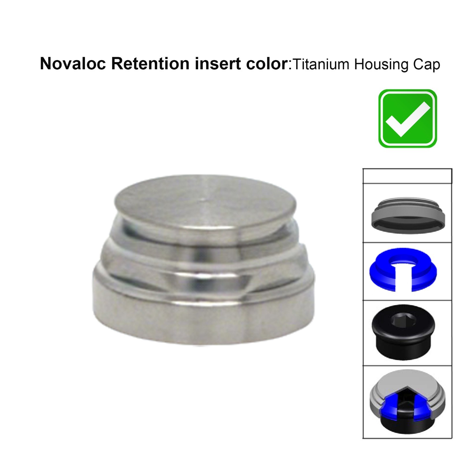 Implant Retention Inserts for Novaloc Overdenture Titanium Housing Kit PEEK Caps