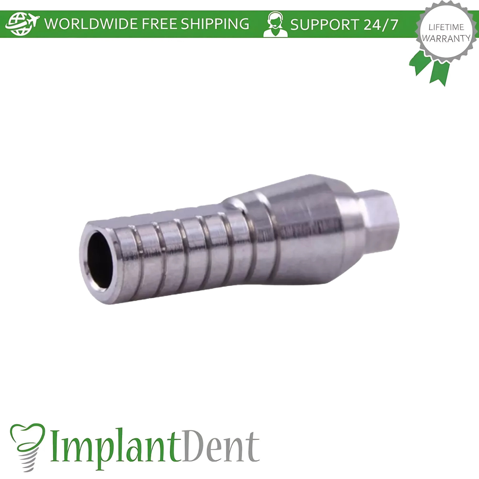 1x Dental Spiral Fixture SLA, Straight Prosthetic, Healing Cap Int Hex 2.42mm