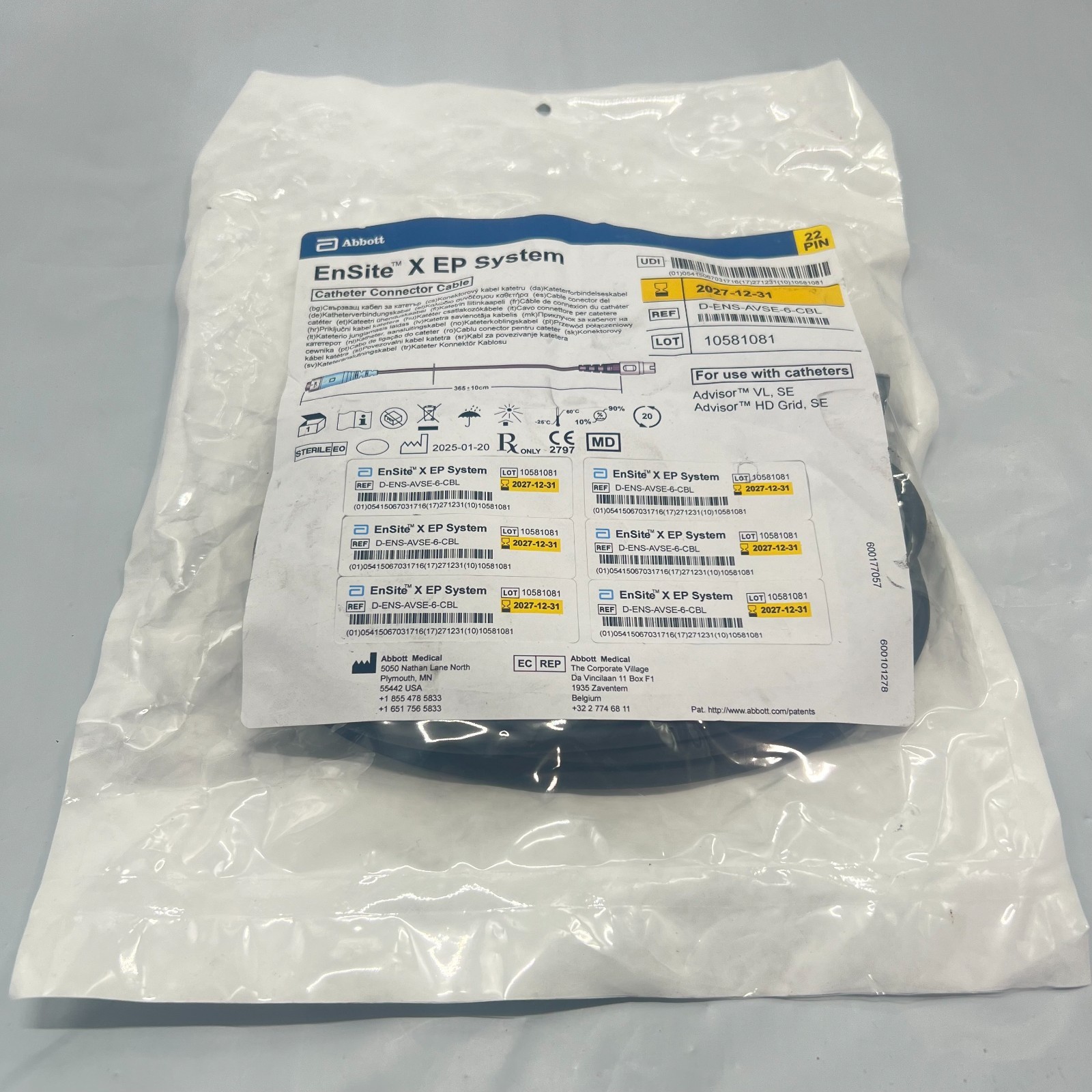 ABBOTT D-ENS-AVSE-6-CBL ENSITE X EP SYSTEM CONNECTOR CABLE 2027
