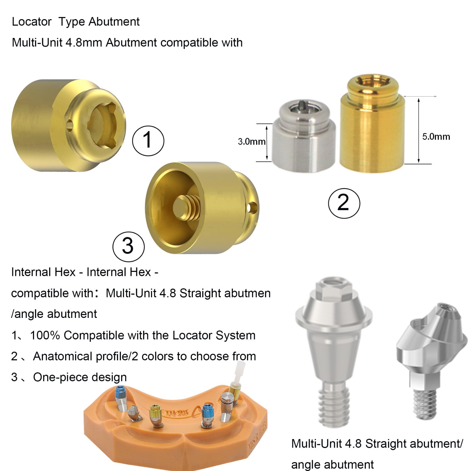Hiossen Implant Multi unit 4.8mm angled/straight/locator abutment overdenture