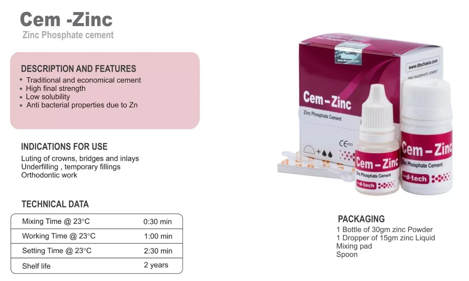 D Tech Cem Zinc Phosphate Luting of Crowns , Bridges and Inlays (Free Ship)