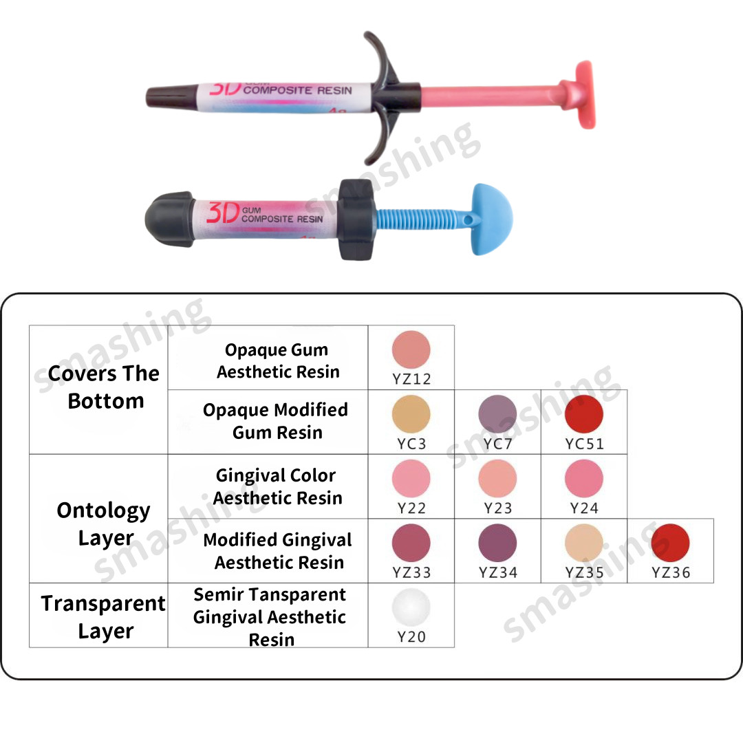 Dental Gingiva Aesthetic Resin Gum Pink Composite Resin 3D Syringe Adhesive Kit