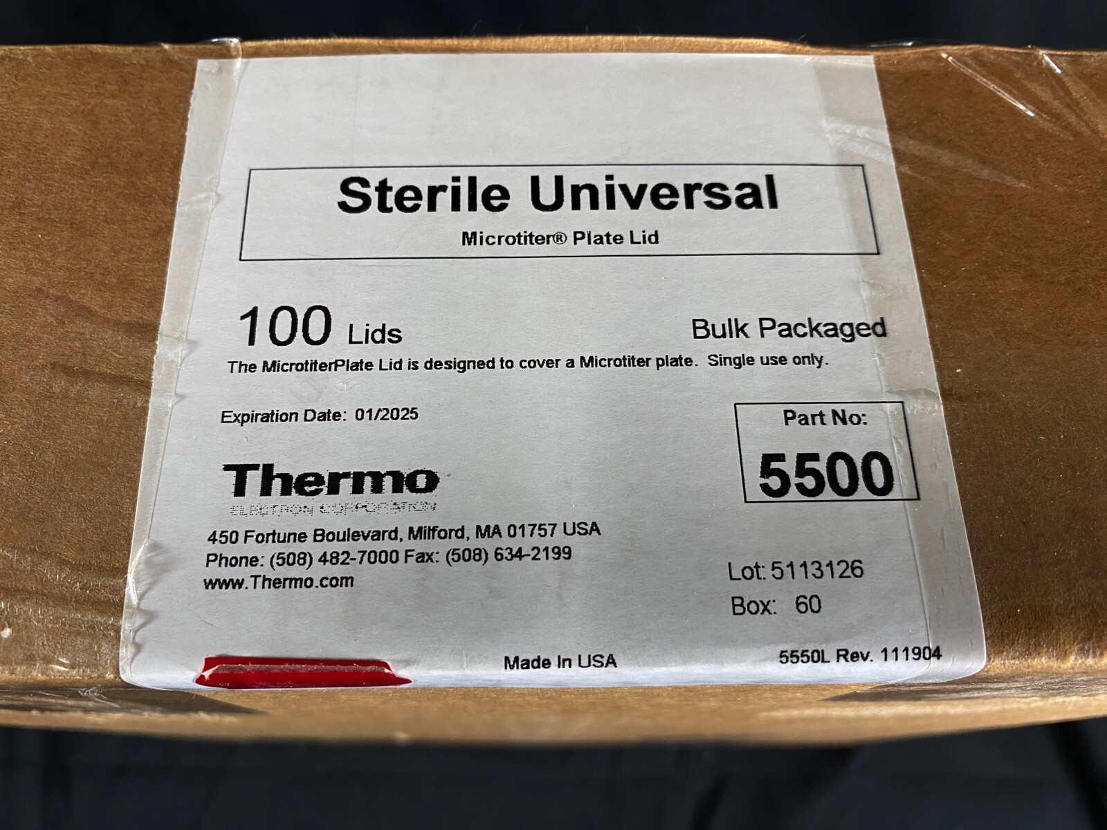 THERMO SCIENTIFIC Sterile Universal Microtiter 96-Well Plate Lid 5500 (100/Case)