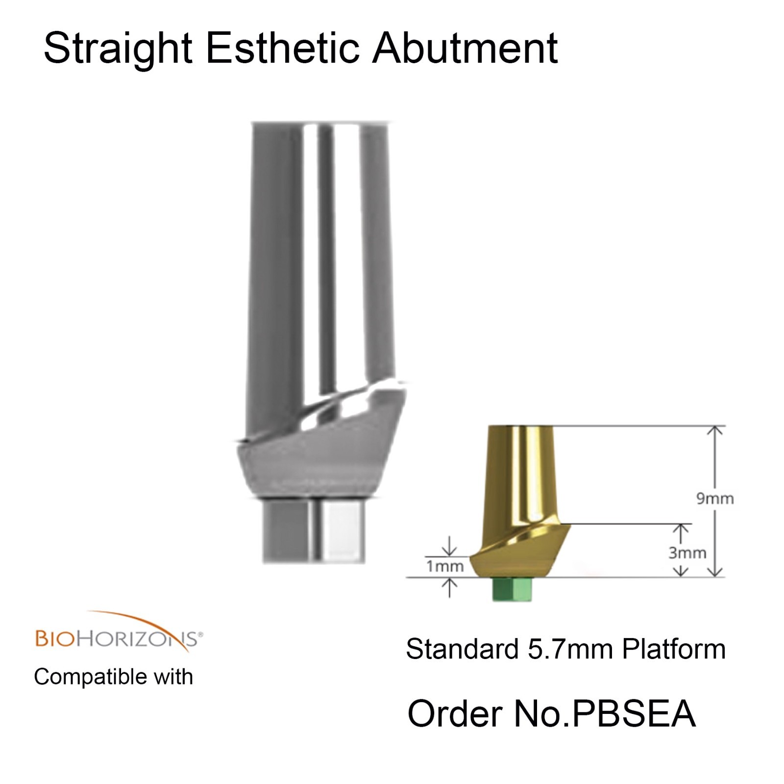 Dental Straight/Angled Esthetic Abutment Fits BioHorizons 3.0/3.5/4.5/5.7mm Plat