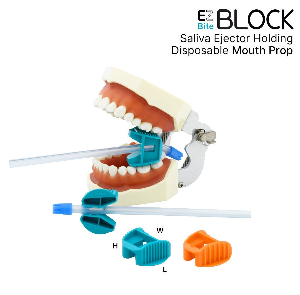 EZ Bite Block Saliva Ejector Holding Disposable Mouth Prop dental