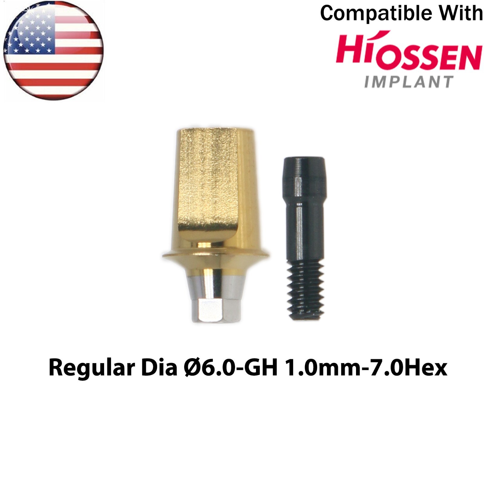 US Dental Straight Transfer Abutment Hex Fits Hiossen Osstem Regular Ø4.5/5.0mm