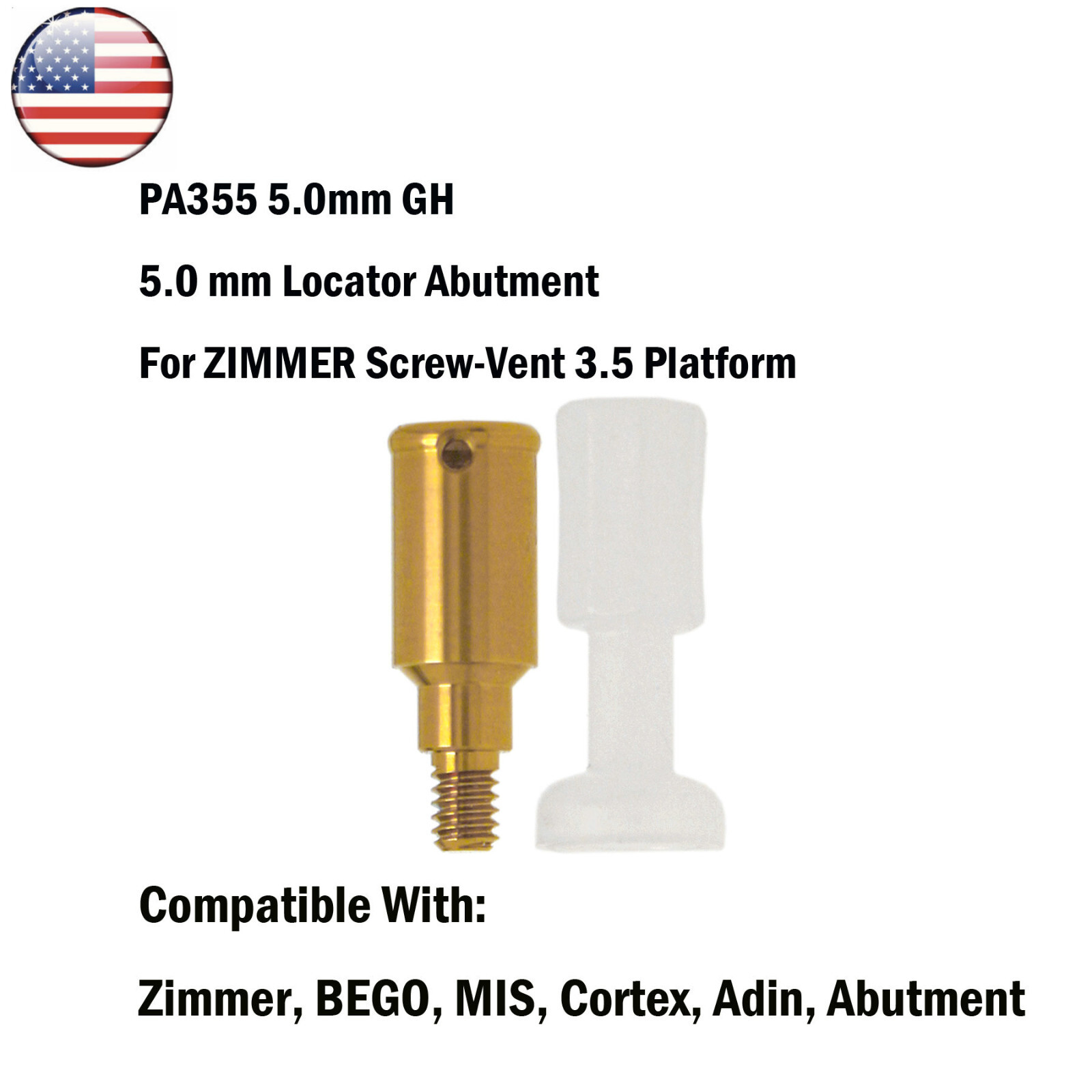 US Locator Abutments 1-5mm For Adin Zimmer Cortex BEGO 3.75 MIS Male Caps Tool