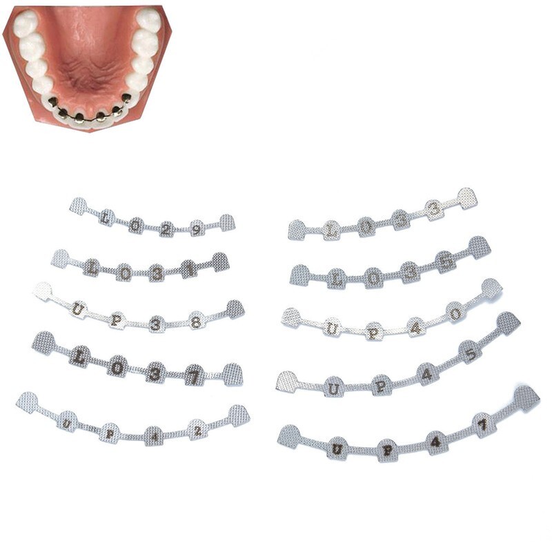 2 Pcs Dental Ortho Lingual Retainer Splits Wire Mesh Mark Backing Upper/Lower