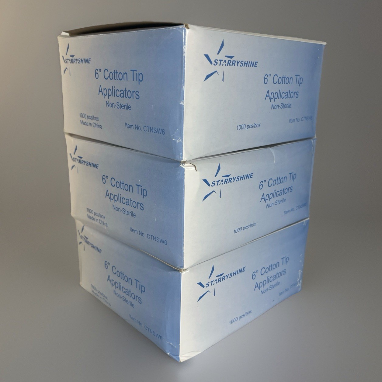 Starryshine 6” Cotton Tip Applicators – 3 Boxes (3000 pcs total) Non-Sterile
