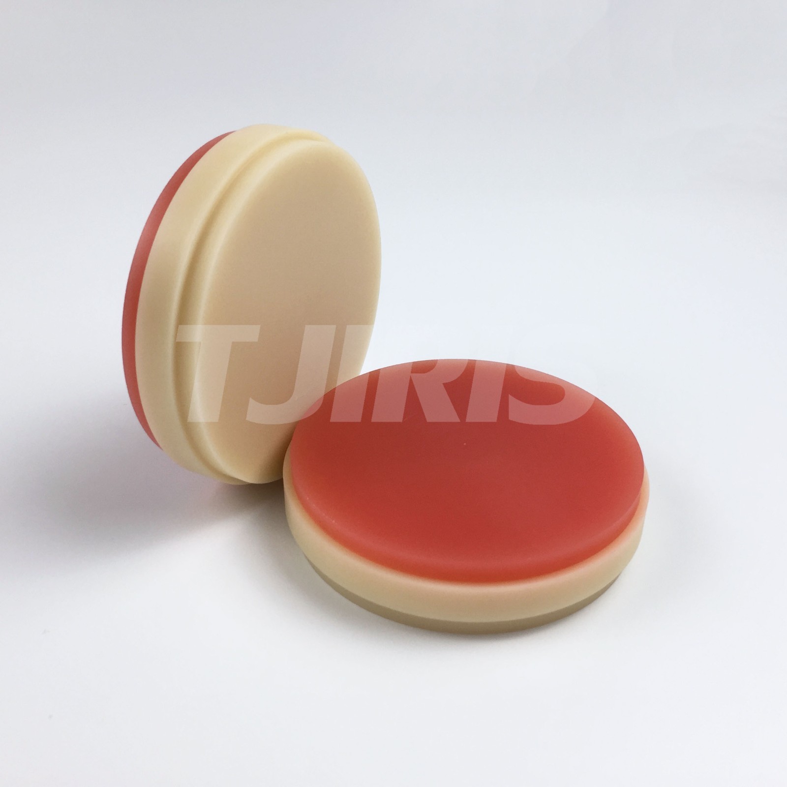 1 pcs Dental Lab Material OD98*25mm Two-color PMMA Blocks Disk A2+Pink