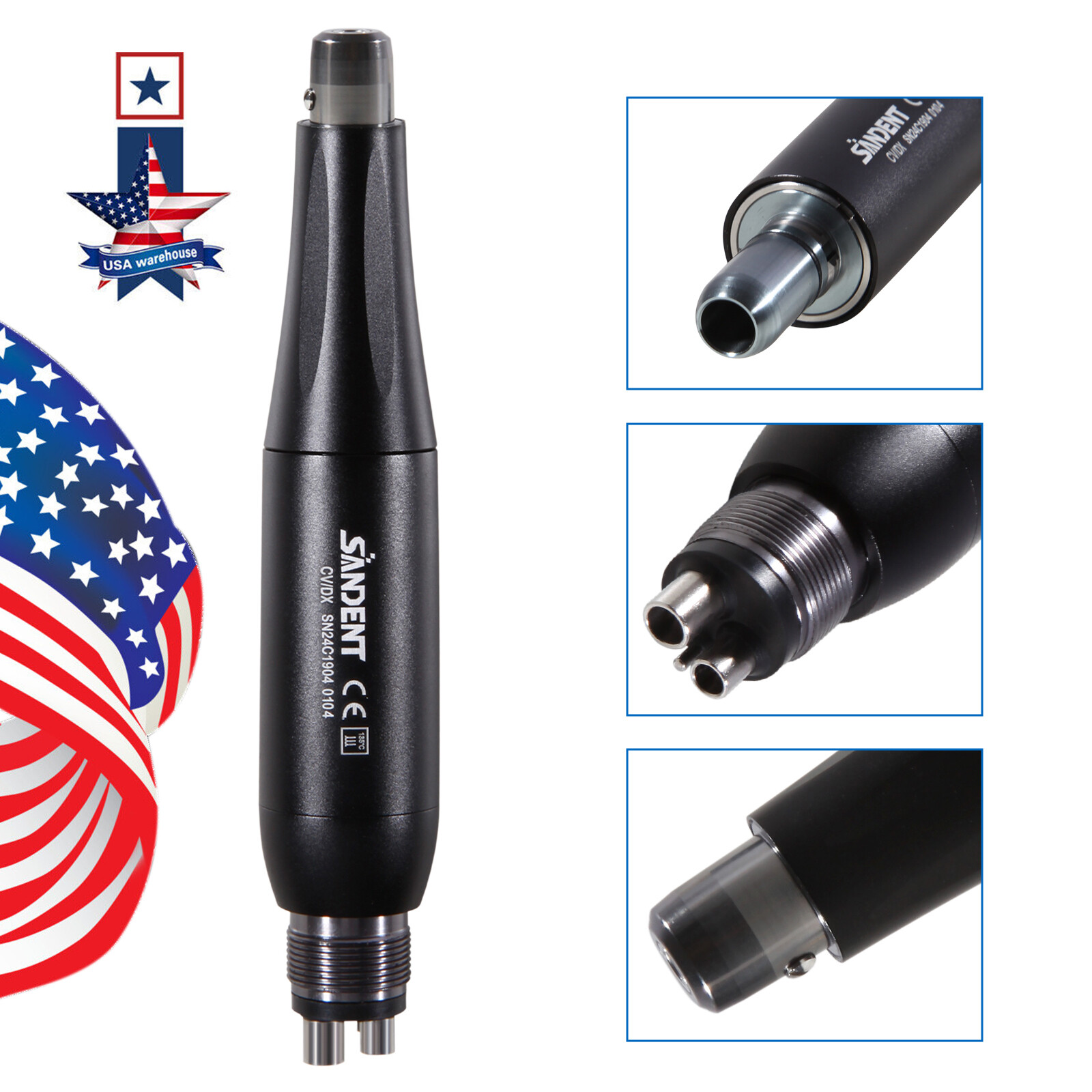 SANDENT Dental Cordless Hygiene Prophy Handpiece /Air Motor+Nose Cone 4 Hole