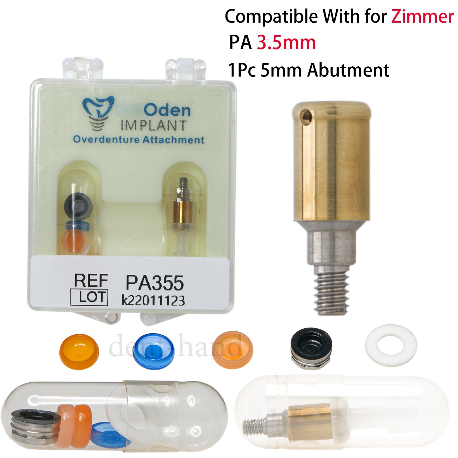 Dental Attachment Abutments PAØ3.5mm & Male Cap Tool for Zimmer AH=3/4/5mm