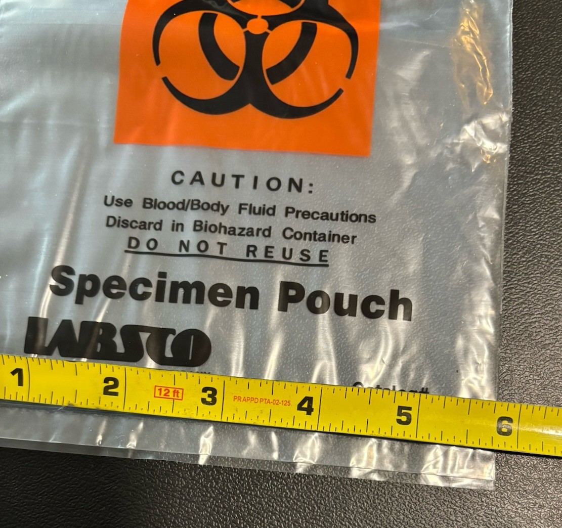Biohazard Specimen Pouch Clear Polyethylene Zip Lock 100 Count 6 x 9 in RD 507