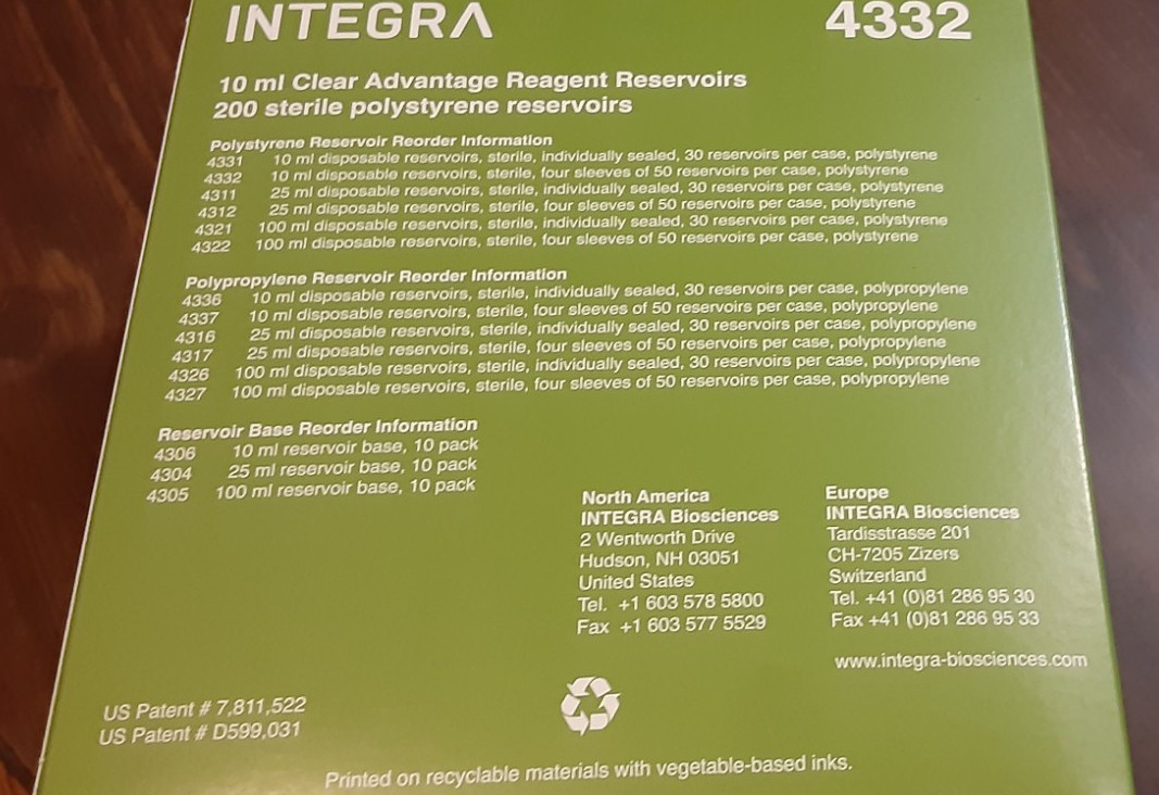 Integra 10ml/clear/sterile/ Reagent Reservoir (200)(4 boxes of 50) 4332