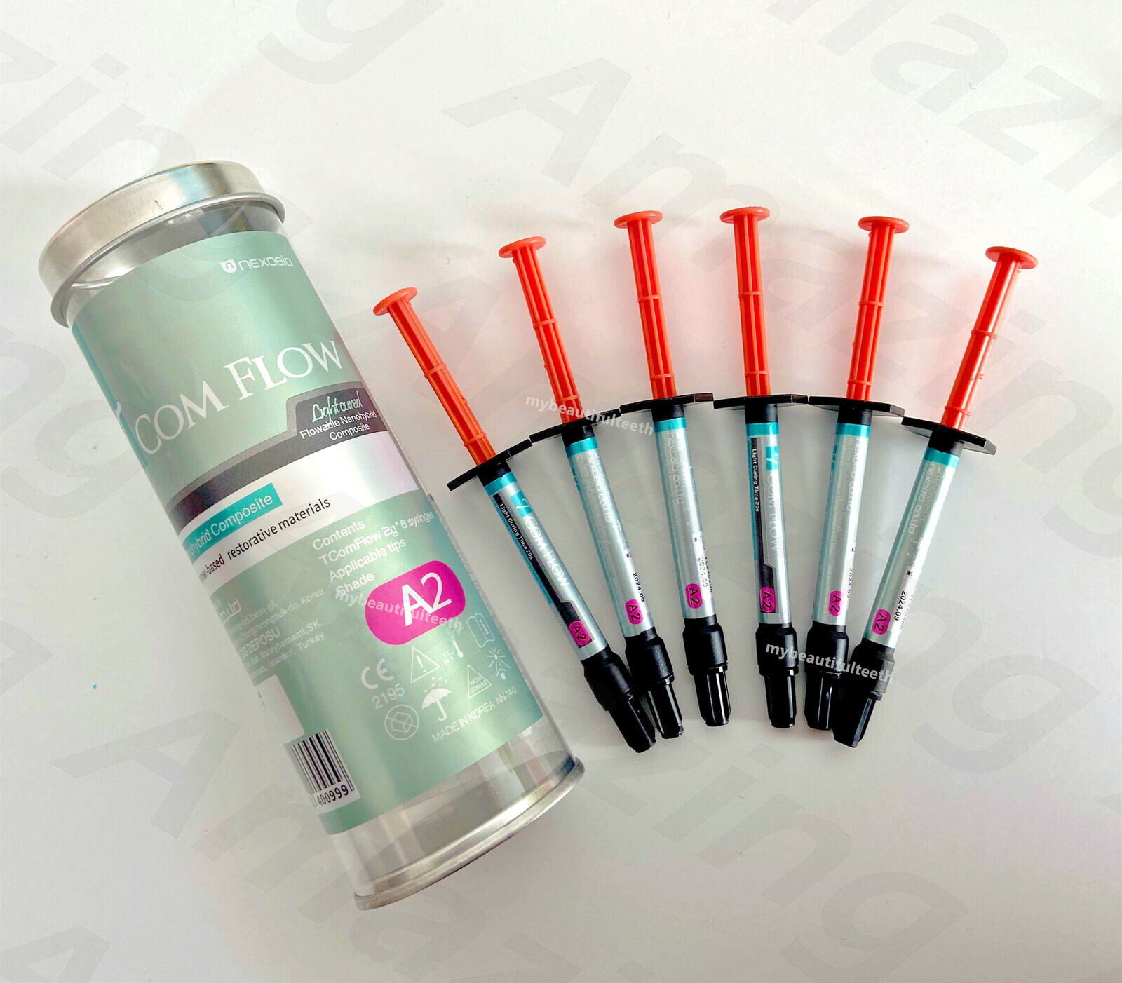 6Pcs Dental Composite Resin Flowable Light A2 Restorative T COM FLOW Nanohybrid