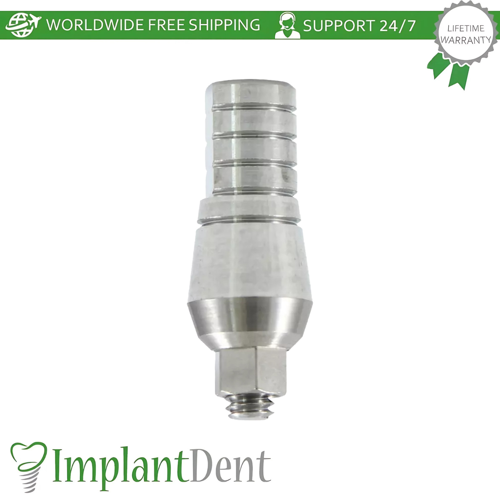 1x Dental Spiral Fixture SLA, Straight Prosthetic, Healing Cap Int Hex 2.42mm