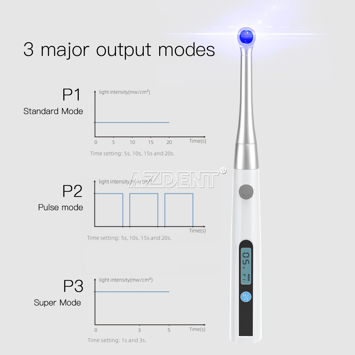 AZDENT Dental Wireless LED Curing Light 1 Second Cure Lamp Metal Head