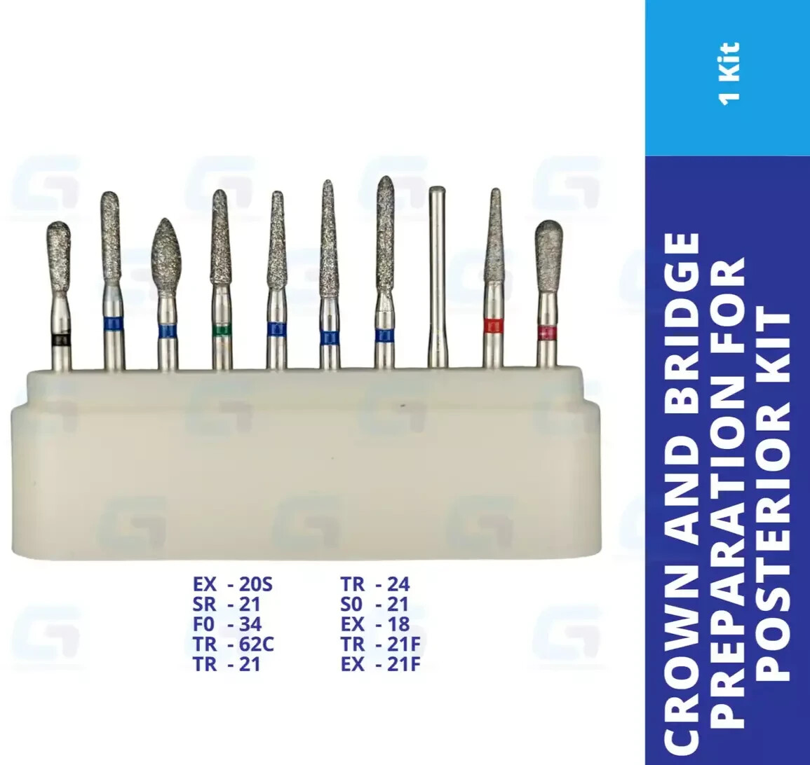 Dental Diamond Bur Kit FG-4102 Crown & Bridge Preparation for Posterior 10Pk