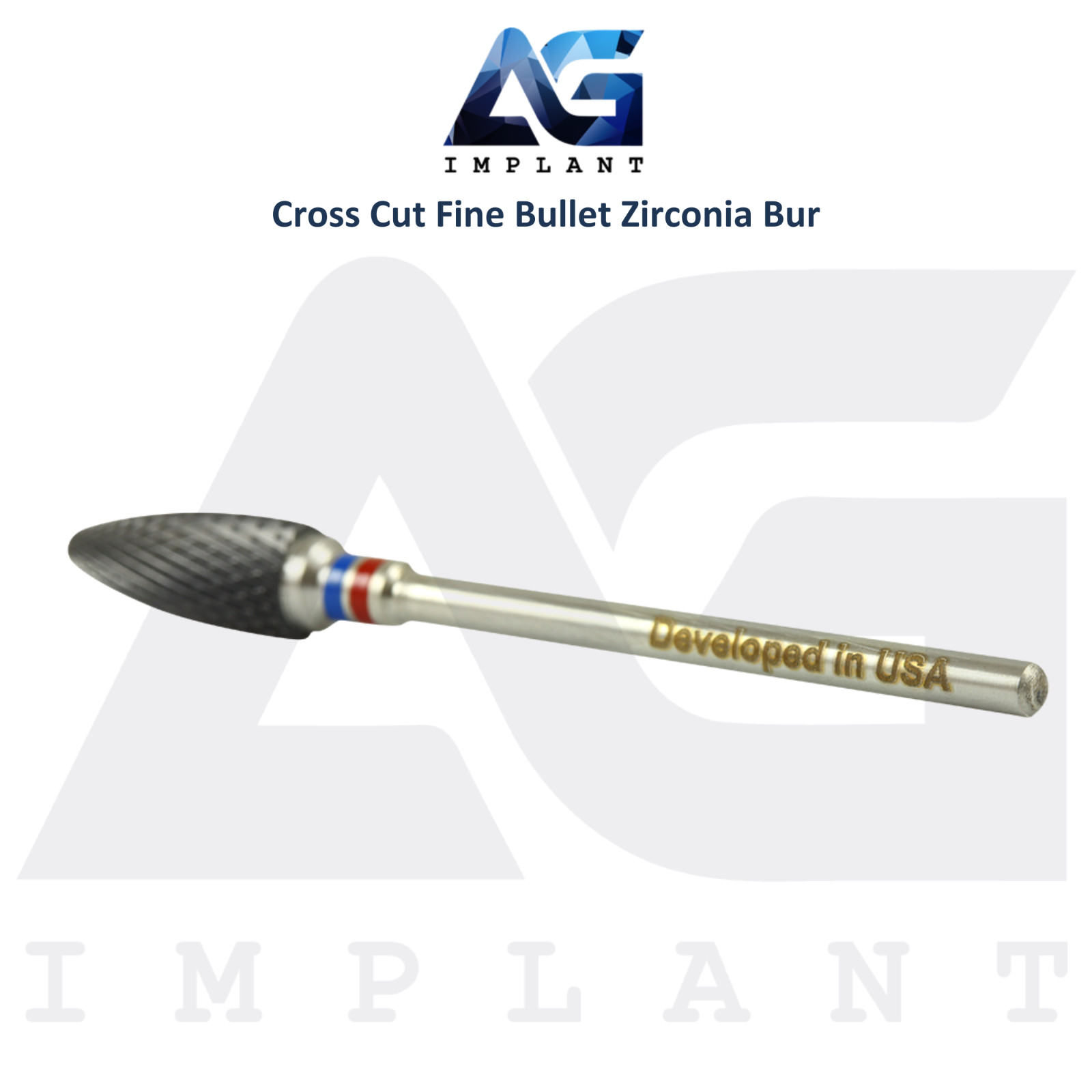 Dental Cross Cut Fine Bullet Zirconia Bur Ø6.0mm x 14mm Trimming Tool Lab
