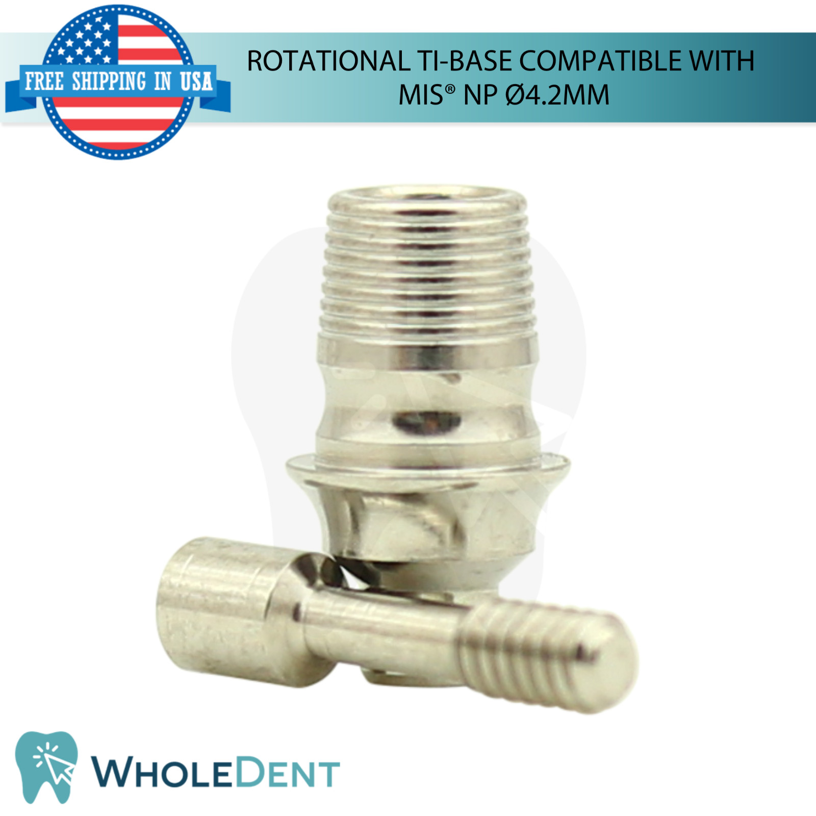5x Dental Rotational Ti-Base Ø4.2mm NP MIS® Compatible Int Hex System 2.10mm