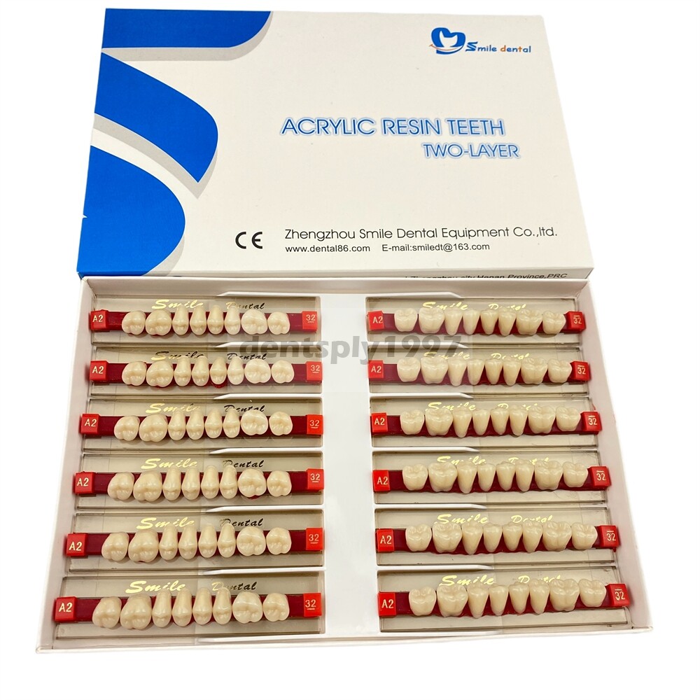 12sets Dental Acrylic Resin Denture Two Layer Posterior False Teeth Upper/Lower