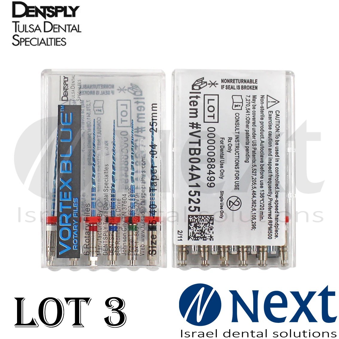 Lot x 3 Dentsply Reciproc Vortex Blue Rotary Files .04 Assorted 15-40 Set 6