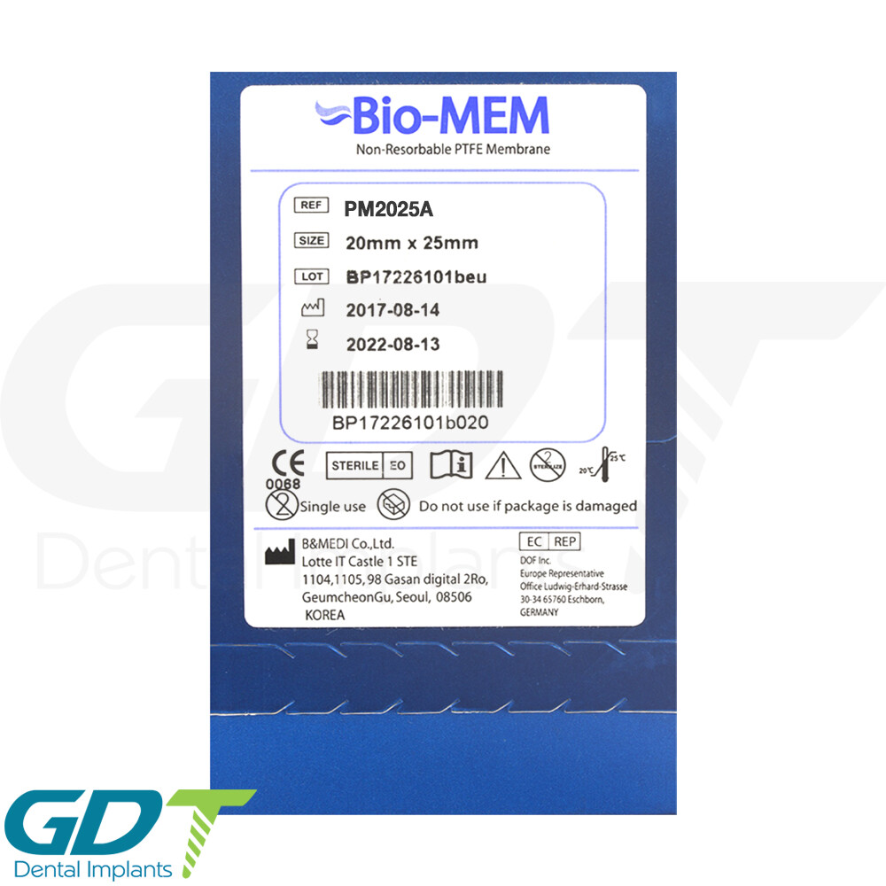 Titanium Reinforced PTFE Membrane Barrier 20mmX25mm Sterile Dental GBR Synthetic