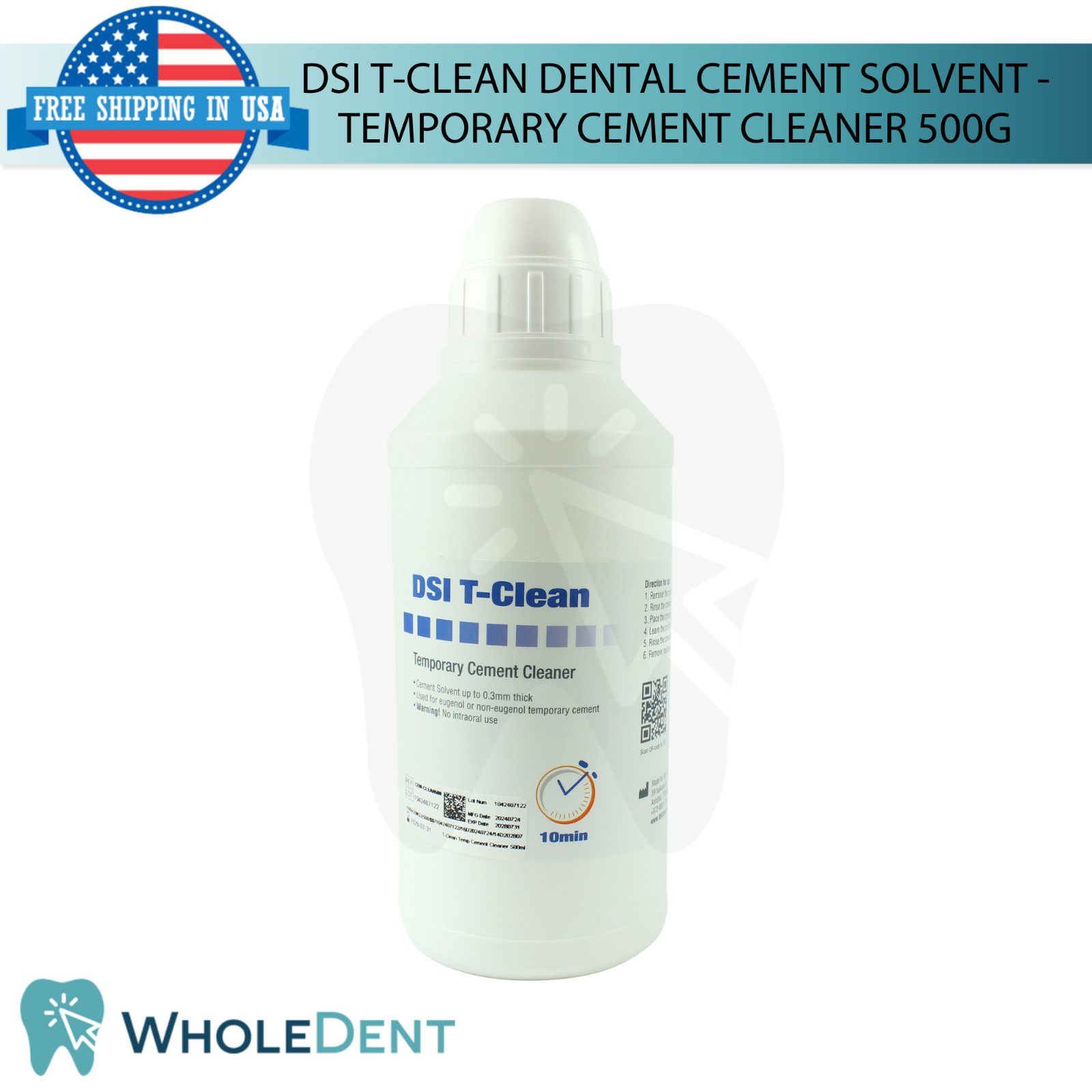Temporary Cement Cleaner 500ml Fast Acting SoIvent Dental Restorations