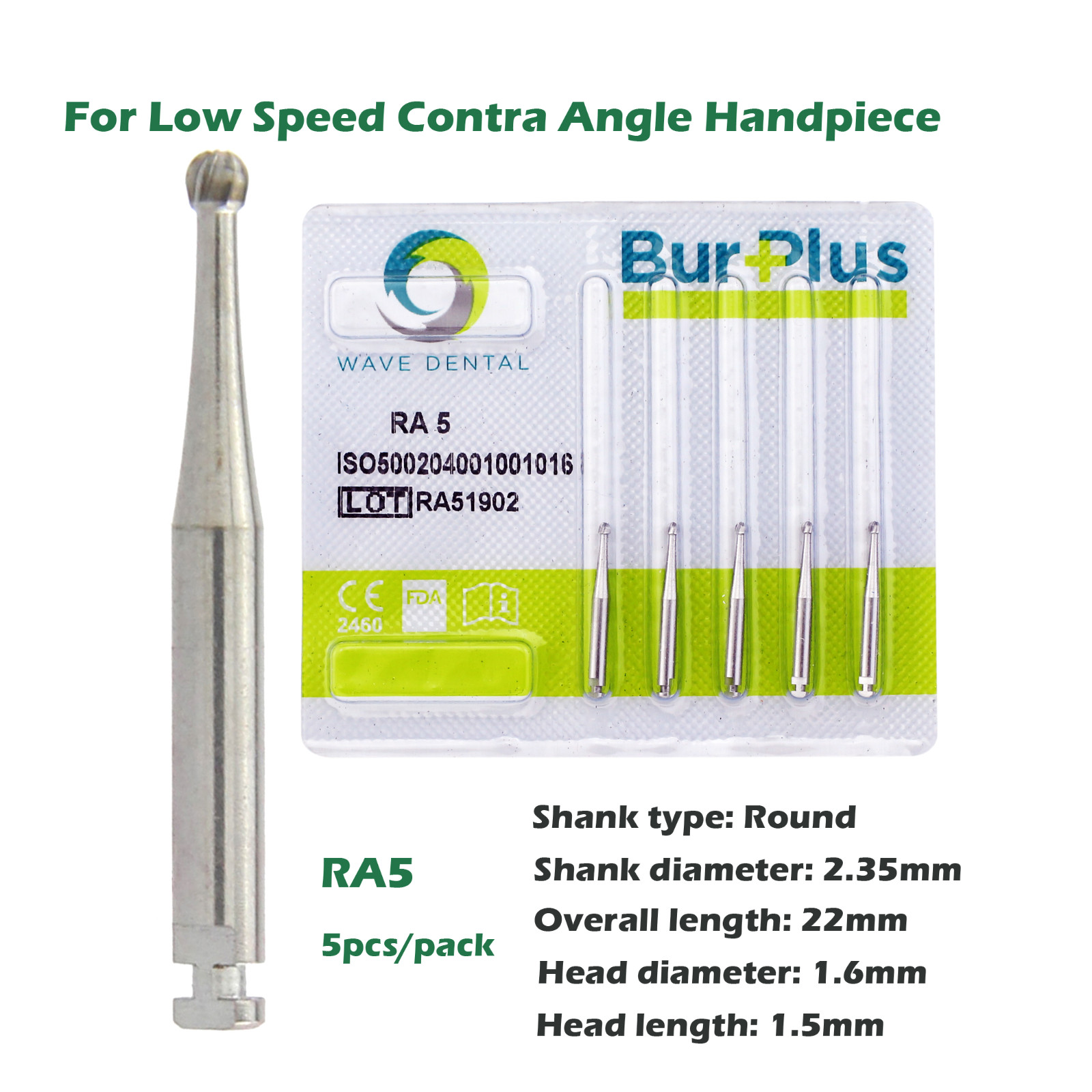Wave Dental Carbide Burs Latch Round RA 2 3 4 8 699 for Slow Speed Contra Angle